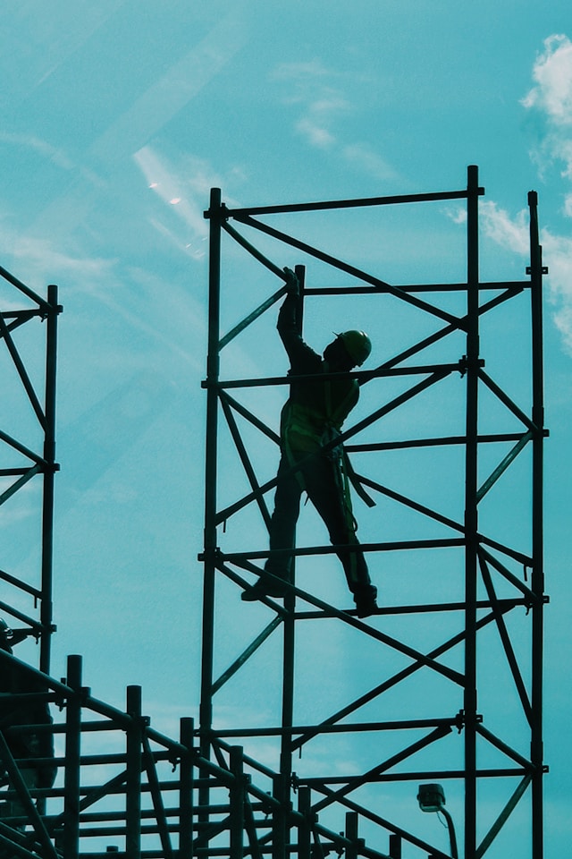 Construction workers on active site